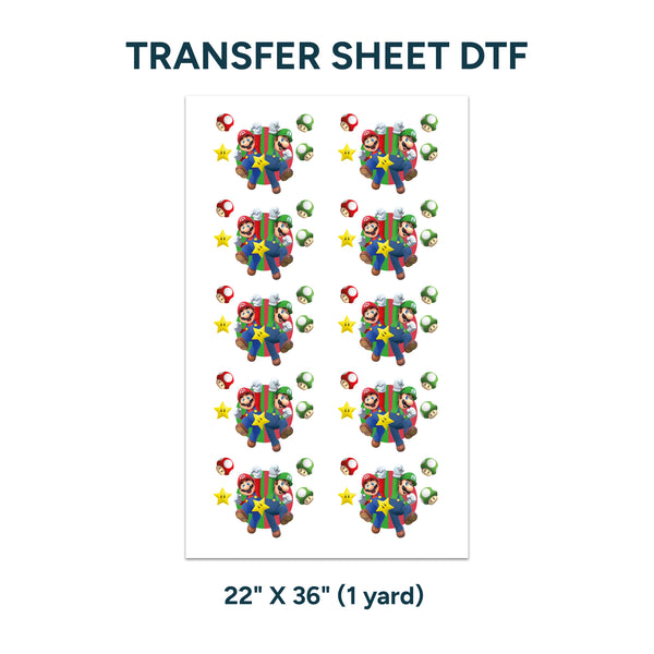 Printed DTF Sheets by Yards - Mario and Luigi