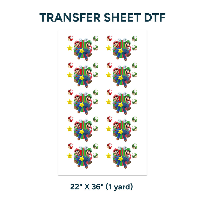 Printed DTF Sheets by Yards - Mario and Luigi