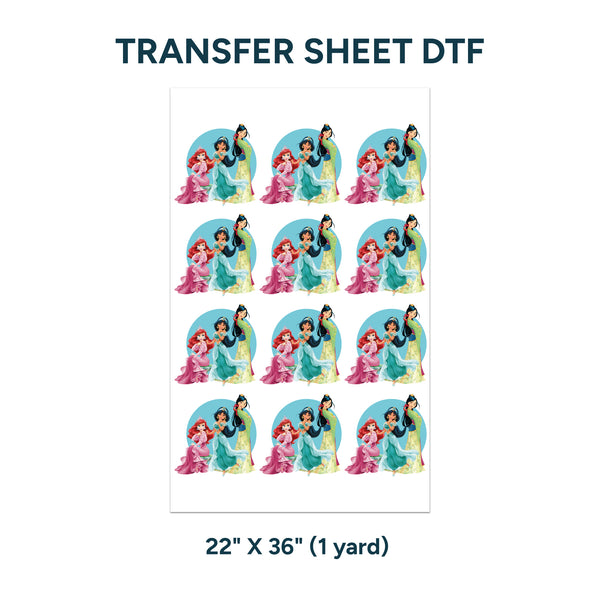 Printed DTF Sheets by Yards - Princess design 2