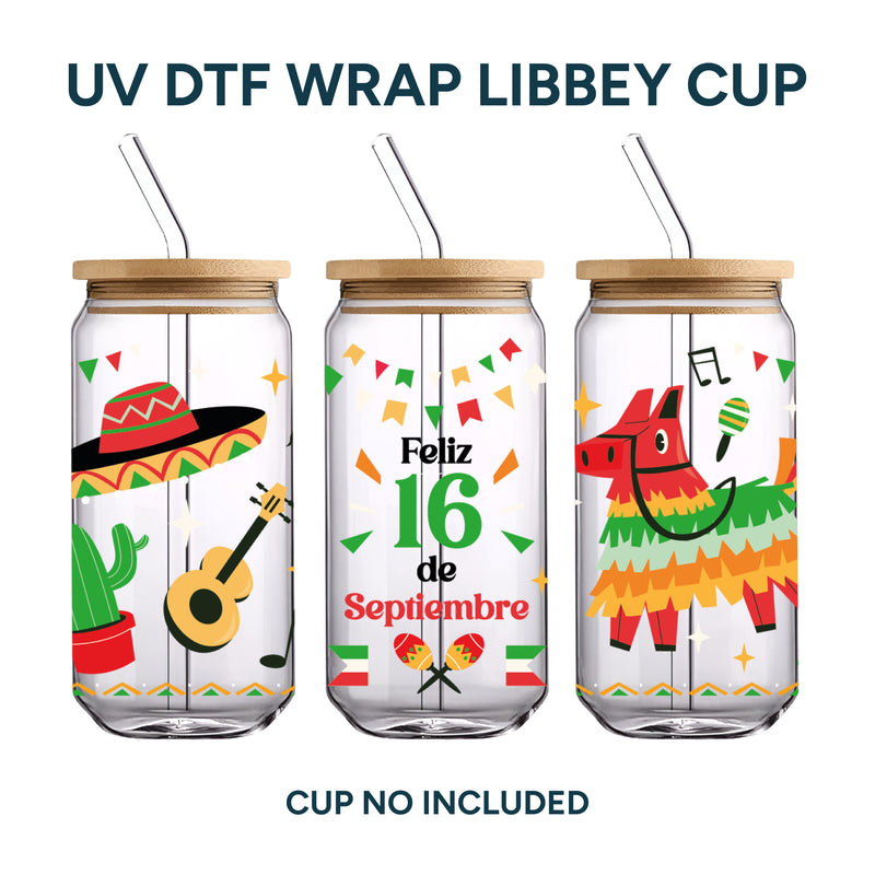 UV DTF WRAP LIBBEY CUP - Mexican Independence Day design 2