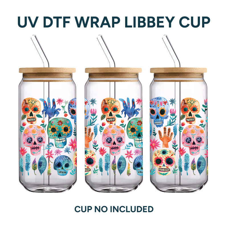 UV DTF WRAP LIBBEY CUP - Día de muertos diseño 1