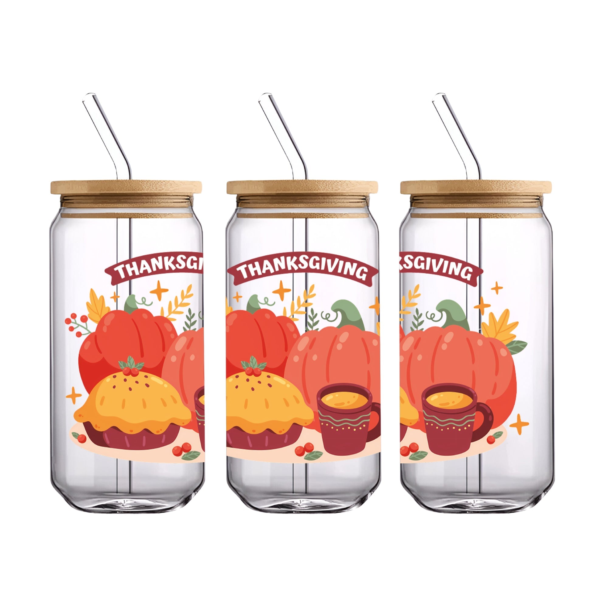UV DTF WRAP LIBBEY CUP -  Thanksgiving design 1