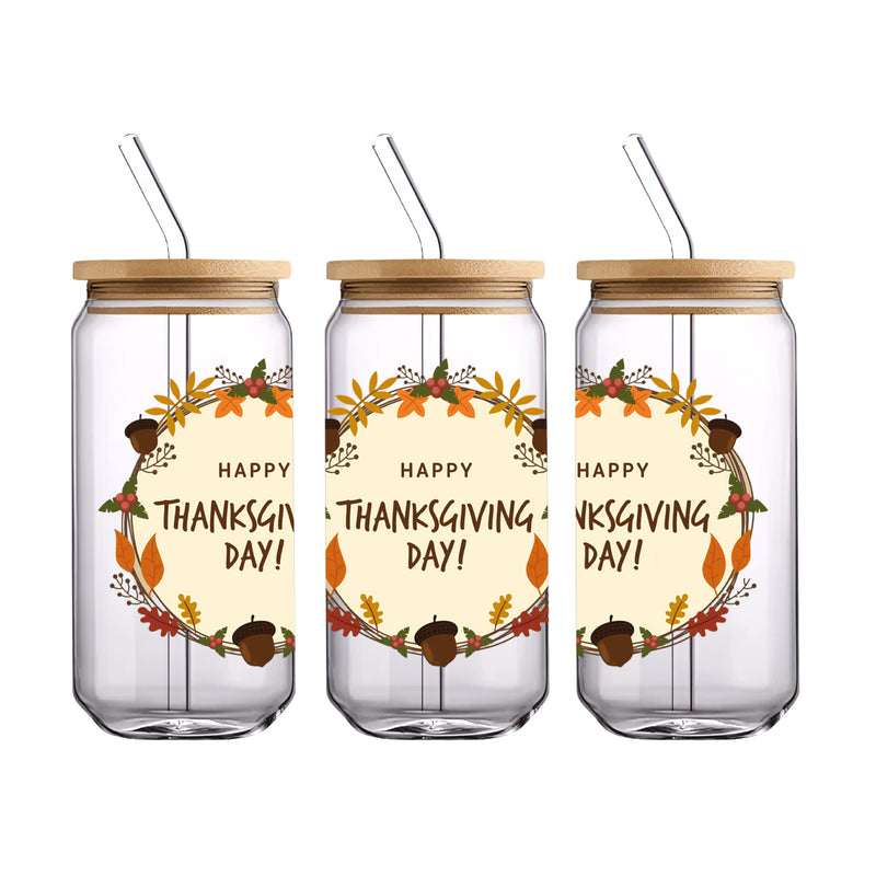 UV DTF WRAP LIBBEY CUP -  Thanksgiving design 2