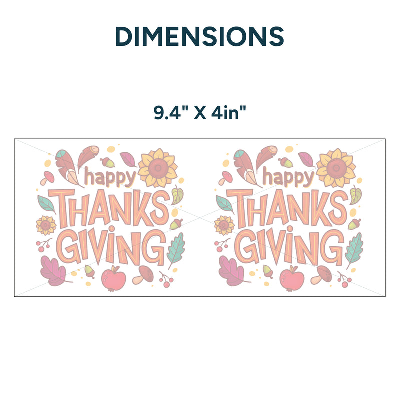 UV DTF WRAP LIBBEY CUP -  Thanksgiving design 3