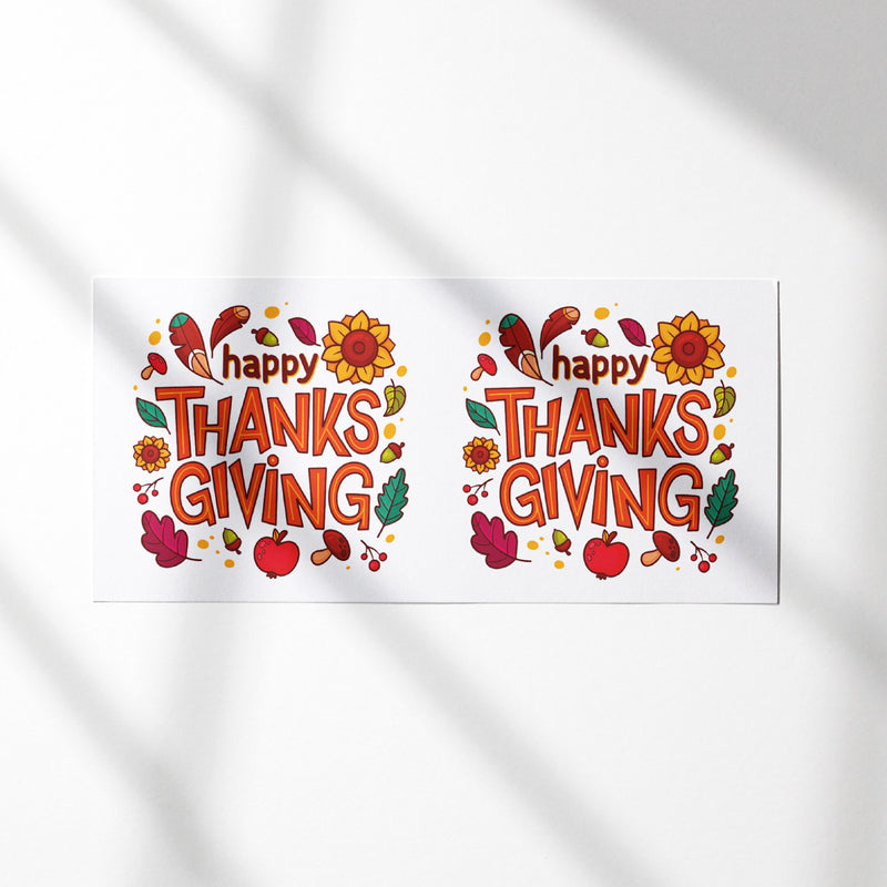 UV DTF WRAP LIBBEY CUP -  Thanksgiving design 3