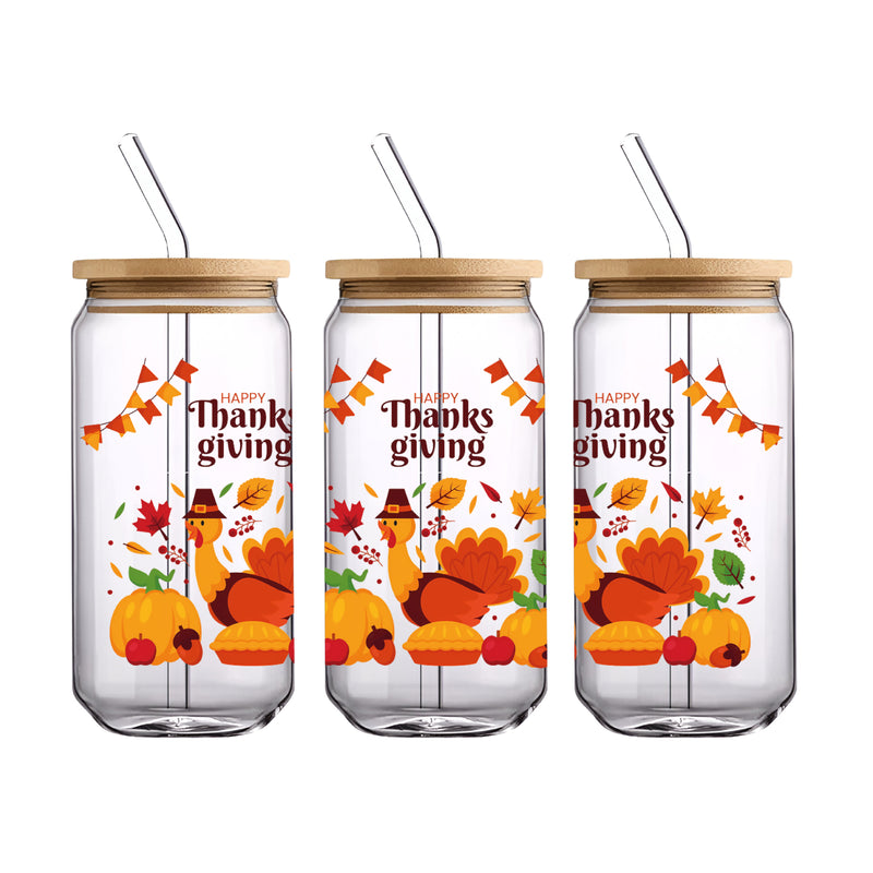 UV DTF WRAP LIBBEY CUP -  Thanksgiving design 4