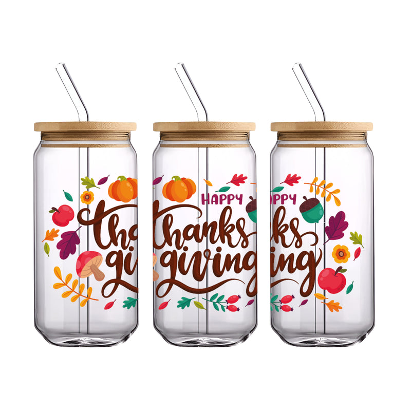 UV DTF WRAP LIBBEY CUP -  Thanksgiving design 5