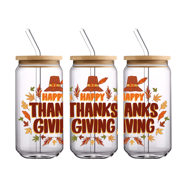 UV DTF WRAP LIBBEY CUP -  Thanksgiving design 6