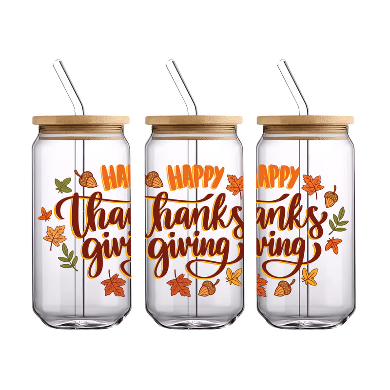 UV DTF WRAP LIBBEY CUP -  Thanksgiving design 7