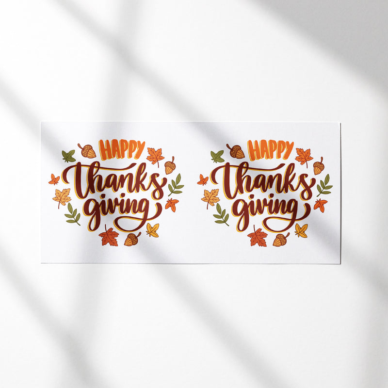 UV DTF WRAP LIBBEY CUP -  Thanksgiving design 7