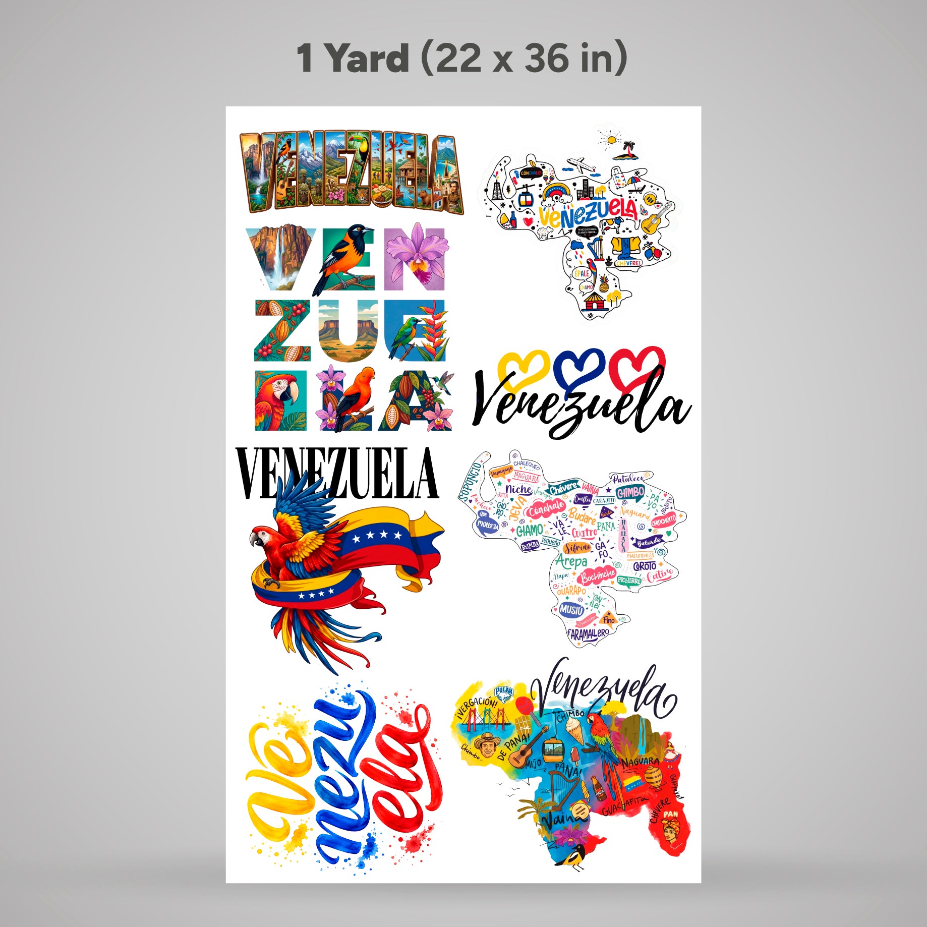 Printed DTF Sheets by Yards - Patriotic & Cultural Designs, Venezuelan Flag Shirt Transfers