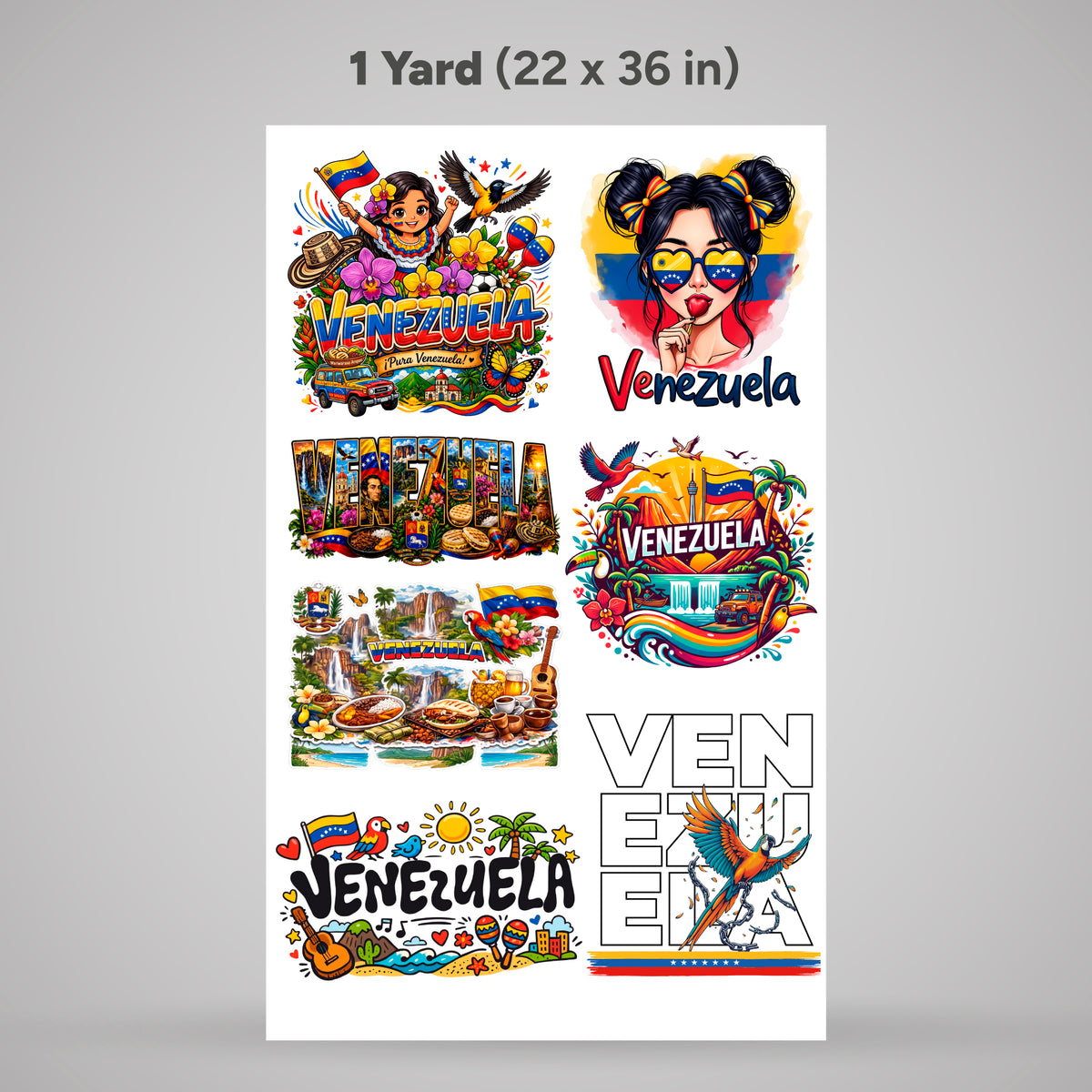 Printed DTF Sheets by Yards - Venezuela Pride DTF Transfers – Patriotic & Cultural Designs