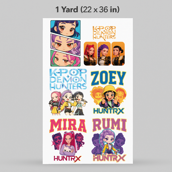 Printed DTF Sheets by Yards - KPop Demon Hunters