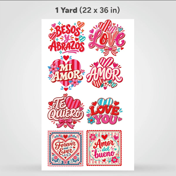 Printed DTF Sheets by Yards - Valentine’s Day & Love Designs – Ready to Press