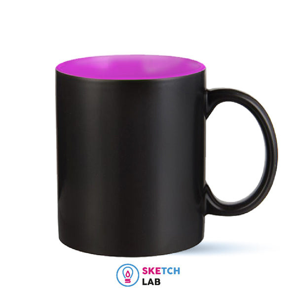 Black magic mugs pink-color inside for sublimation 11 oz (box of 12 and 36 units)
