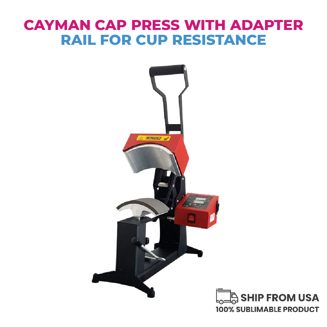 Cayman cap press with adapter rail for cup resistance