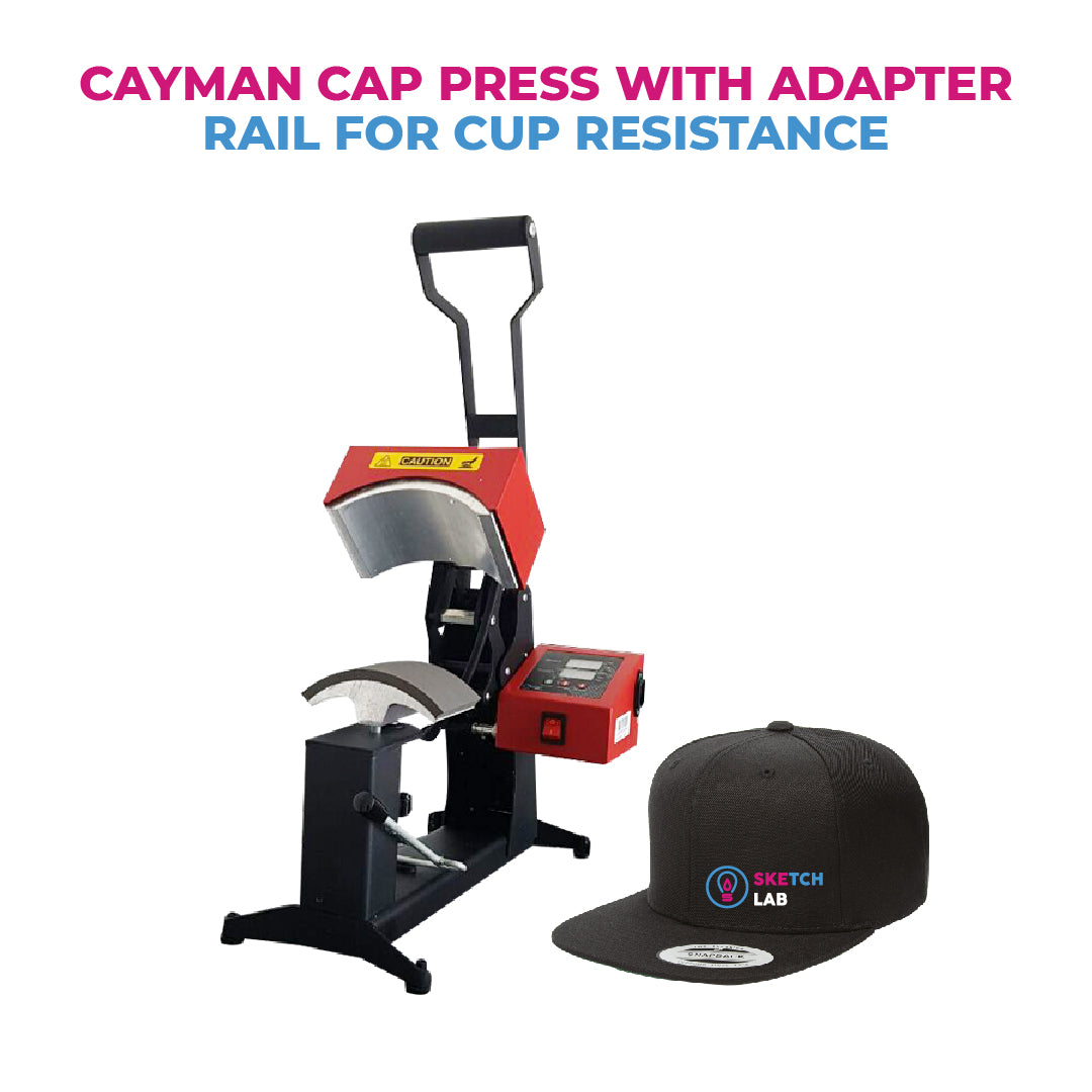 Cayman cap press with adapter rail for cup resistance